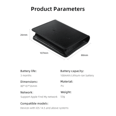 กระเป๋าเก็บการ์ดอัจฉริยะ HOCO E91F พร้อม GPS TRACKER ติดตามตำแหน่งทั่วโลก สำหรับ APPLE IOS เก็บบัตรได้ 11 ใบ_8